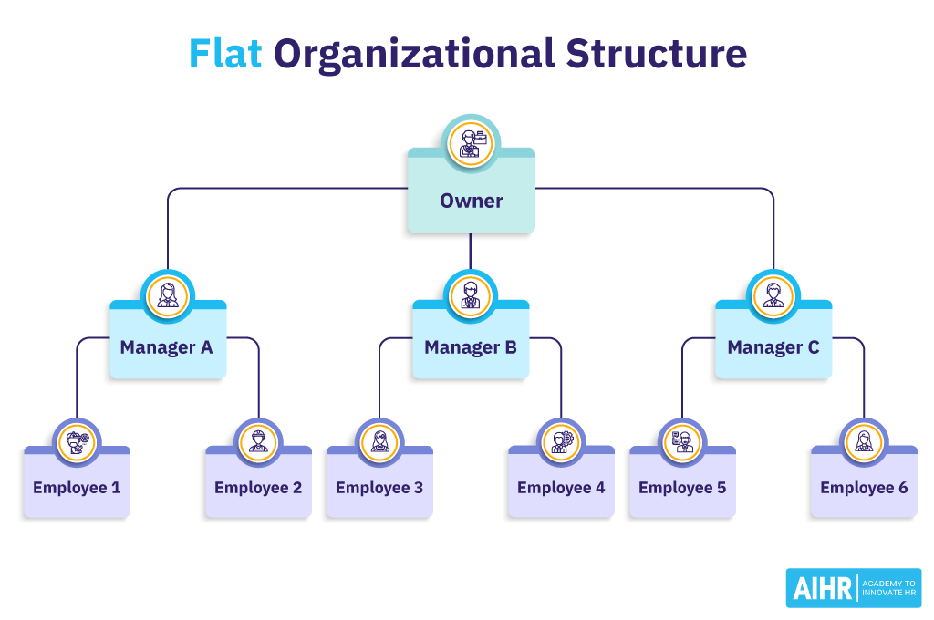 Example of an organization with a flat organizational structure.